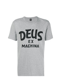 T-shirt à col rond imprimé gris Deus Ex Machina