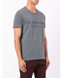 T-shirt à col rond imprimé gris Burberry