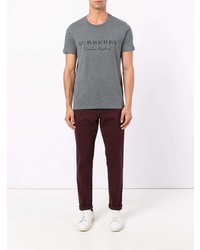 T-shirt à col rond imprimé gris Burberry