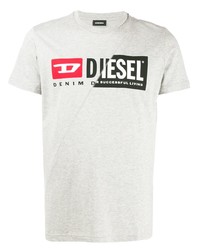 T-shirt à col rond imprimé gris Diesel