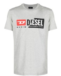 T-shirt à col rond imprimé gris Diesel