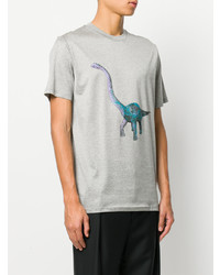 T-shirt à col rond imprimé gris Lanvin