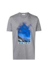 T-shirt à col rond imprimé gris Dirk Bikkembergs