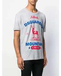 T-shirt à col rond imprimé gris DSQUARED2