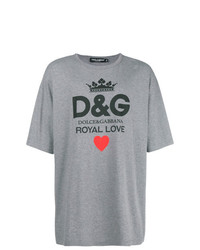 T-shirt à col rond imprimé gris Dolce & Gabbana