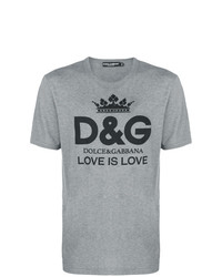 T-shirt à col rond imprimé gris Dolce & Gabbana