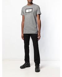 T-shirt à col rond imprimé gris Philipp Plein