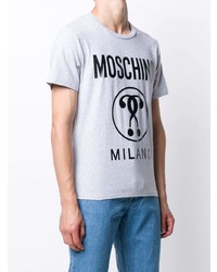 T-shirt à col rond imprimé gris Moschino