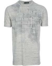 T-shirt à col rond imprimé gris DSquared