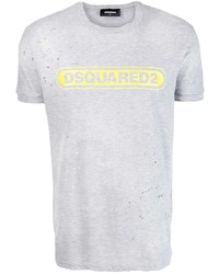 T-shirt à col rond imprimé gris DSQUARED2