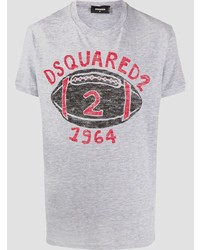 T-shirt à col rond imprimé gris DSQUARED2