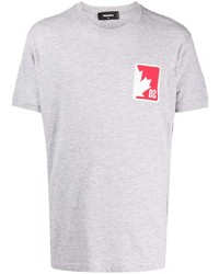 T-shirt à col rond imprimé gris DSQUARED2