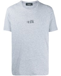 T-shirt à col rond imprimé gris DSQUARED2