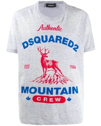 T-shirt à col rond imprimé gris DSQUARED2