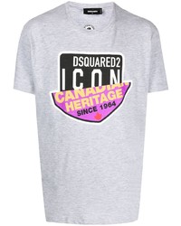 T-shirt à col rond imprimé gris DSQUARED2