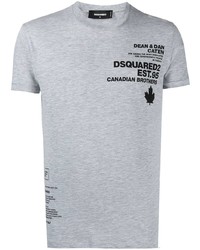 T-shirt à col rond imprimé gris DSQUARED2