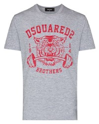 T-shirt à col rond imprimé gris DSQUARED2