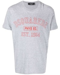 T-shirt à col rond imprimé gris DSQUARED2