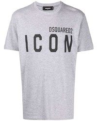 T-shirt à col rond imprimé gris DSQUARED2