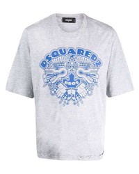 T-shirt à col rond imprimé gris DSQUARED2