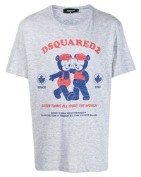 T-shirt à col rond imprimé gris DSQUARED2