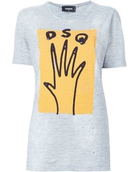 T-shirt à col rond imprimé gris Dsquared2