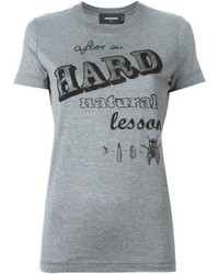 T-shirt à col rond imprimé gris Dsquared2