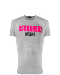 T-shirt à col rond imprimé gris DSQUARED2