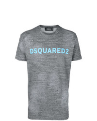 T-shirt à col rond imprimé gris DSQUARED2