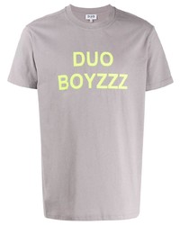 T-shirt à col rond imprimé gris DUOltd
