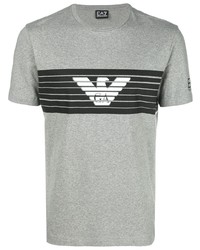 T-shirt à col rond imprimé gris Ea7 Emporio Armani