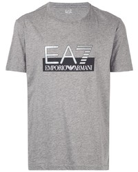 T-shirt à col rond imprimé gris Ea7 Emporio Armani