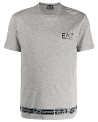 T-shirt à col rond imprimé gris Ea7 Emporio Armani