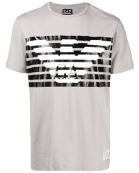 T-shirt à col rond imprimé gris Ea7 Emporio Armani