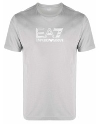 T-shirt à col rond imprimé gris Ea7 Emporio Armani