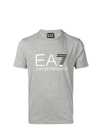 T-shirt à col rond imprimé gris Ea7 Emporio Armani