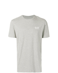 T-shirt à col rond imprimé gris Ea7 Emporio Armani