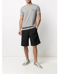 T-shirt à col rond imprimé gris Ea7 Emporio Armani