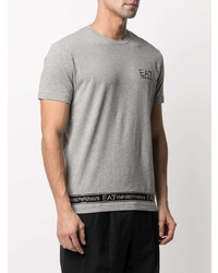 T-shirt à col rond imprimé gris Ea7 Emporio Armani