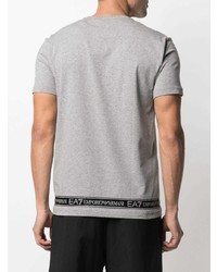 T-shirt à col rond imprimé gris Ea7 Emporio Armani