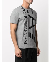 T-shirt à col rond imprimé gris Ea7 Emporio Armani