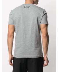 T-shirt à col rond imprimé gris Ea7 Emporio Armani