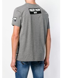 T-shirt à col rond imprimé gris Philipp Plein