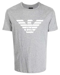 T-shirt à col rond imprimé gris Emporio Armani