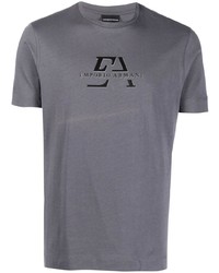 T-shirt à col rond imprimé gris Emporio Armani