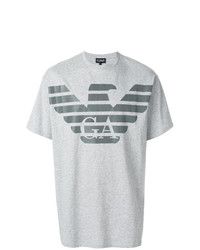 T-shirt à col rond imprimé gris Emporio Armani