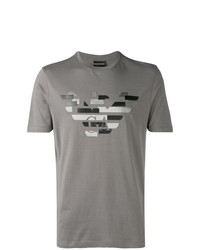 T-shirt à col rond imprimé gris Emporio Armani