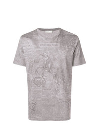 T-shirt à col rond imprimé gris Etro