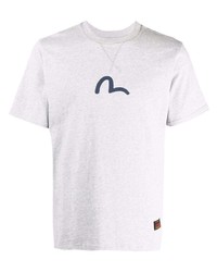 T-shirt à col rond imprimé gris Evisu