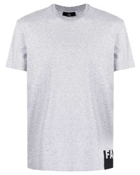 T-shirt à col rond imprimé gris Fay